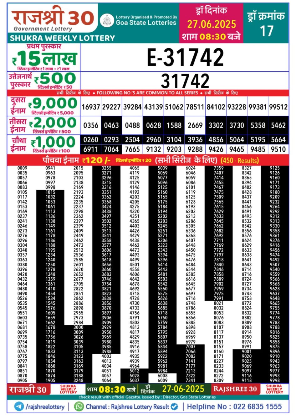 Everest Result Today Dear Lottery Chart