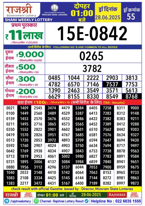 Everest Result Today Dear Lottery Chart