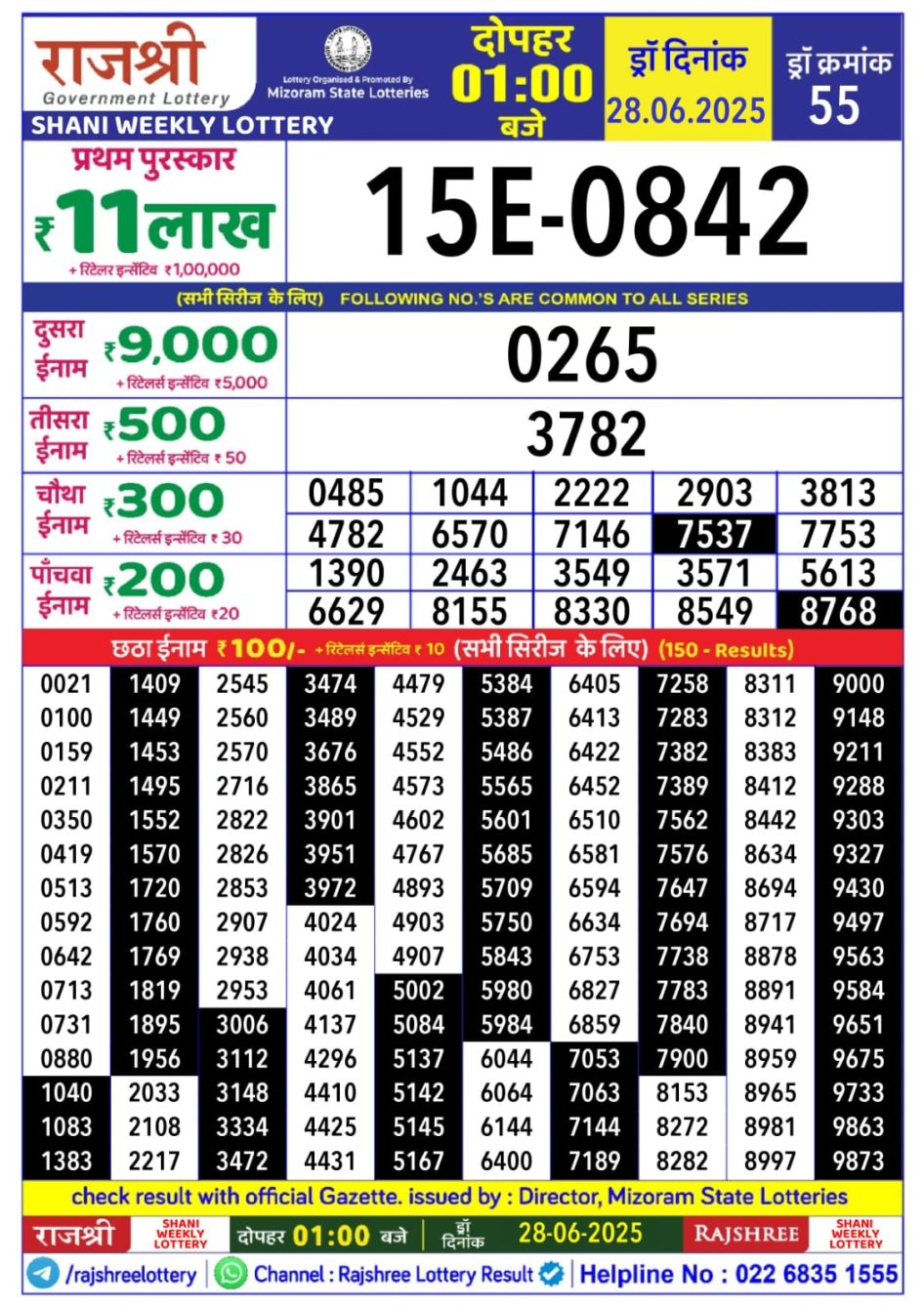 Everest Result Today Dear Lottery Chart