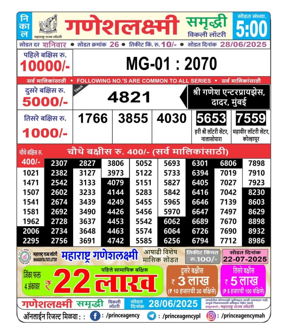 Everest Result Today Dear Lottery Chart