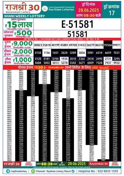 Everest Result Today Dear Lottery Chart