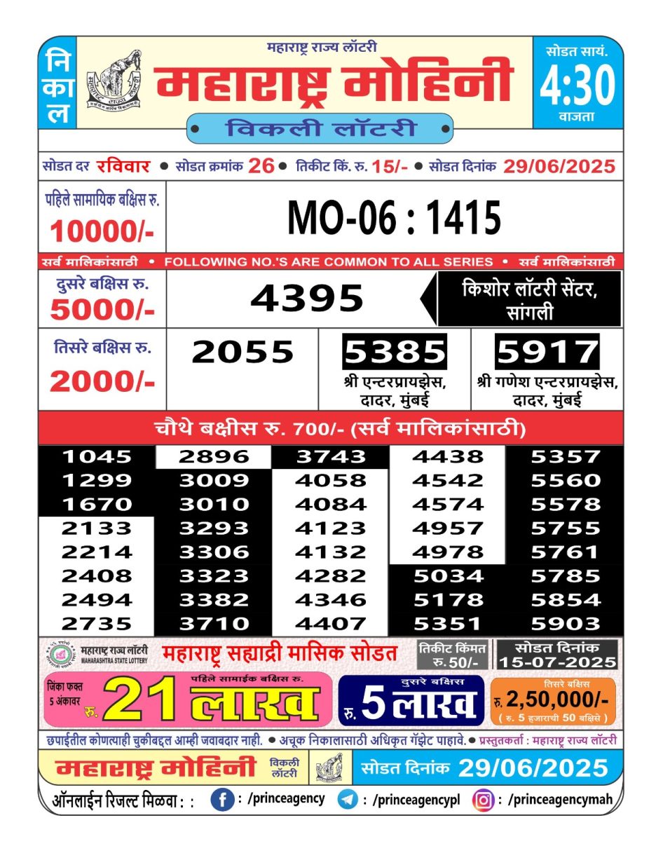 Everest Result Today Dear Lottery Chart