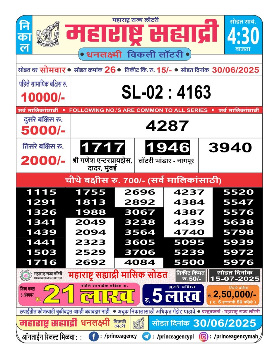 Everest Result Today Dear Lottery Chart