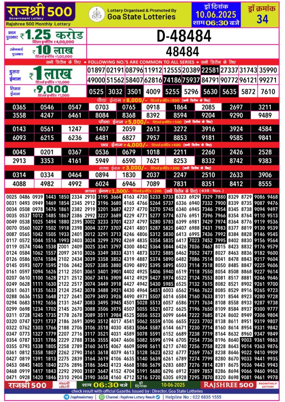 Everest Result Today Dear Lottery Chart