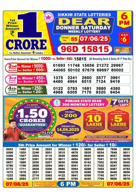 Everest Result Today Dear Lottery Chart