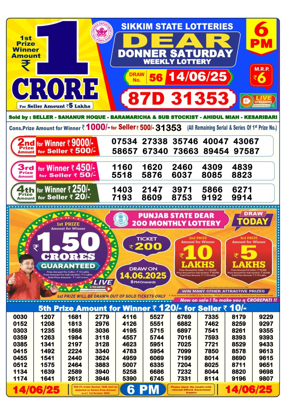 Everest Result Today Dear Lottery Chart
