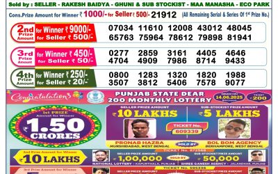 Dear lottery 6pm result 15.06.25
