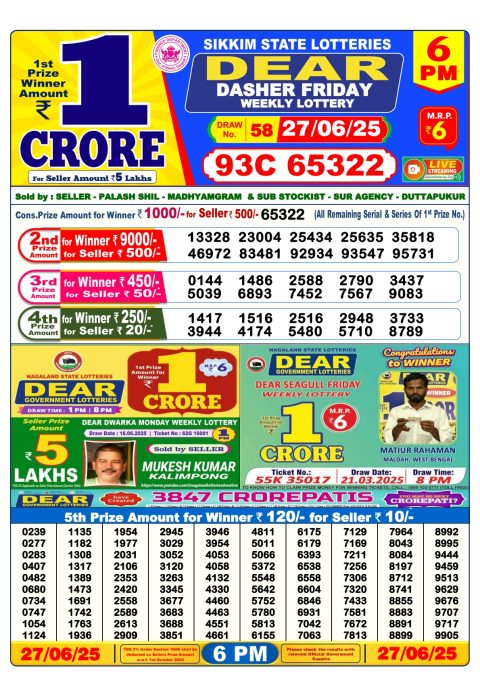 Everest Result Today Dear Lottery Chart
