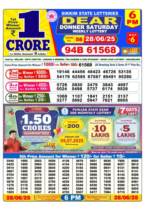 Everest Result Today Dear Lottery Chart