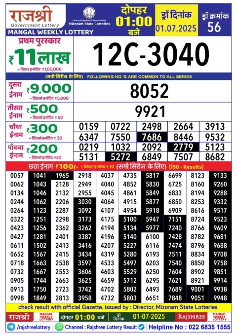 Everest Result Today Dear Lottery Chart