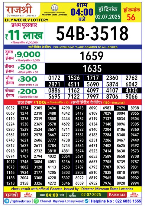 Everest Result Today Dear Lottery Chart