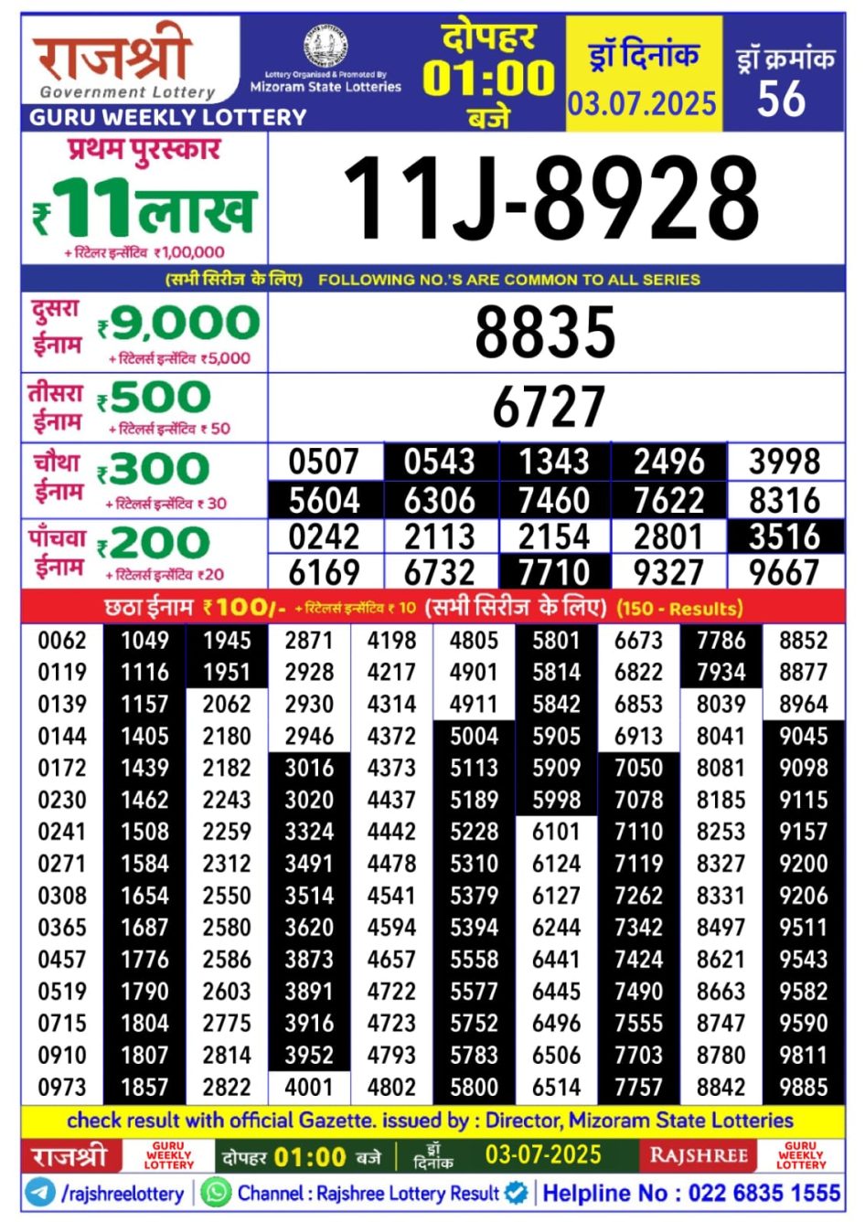 Everest Result Today Dear Lottery Chart