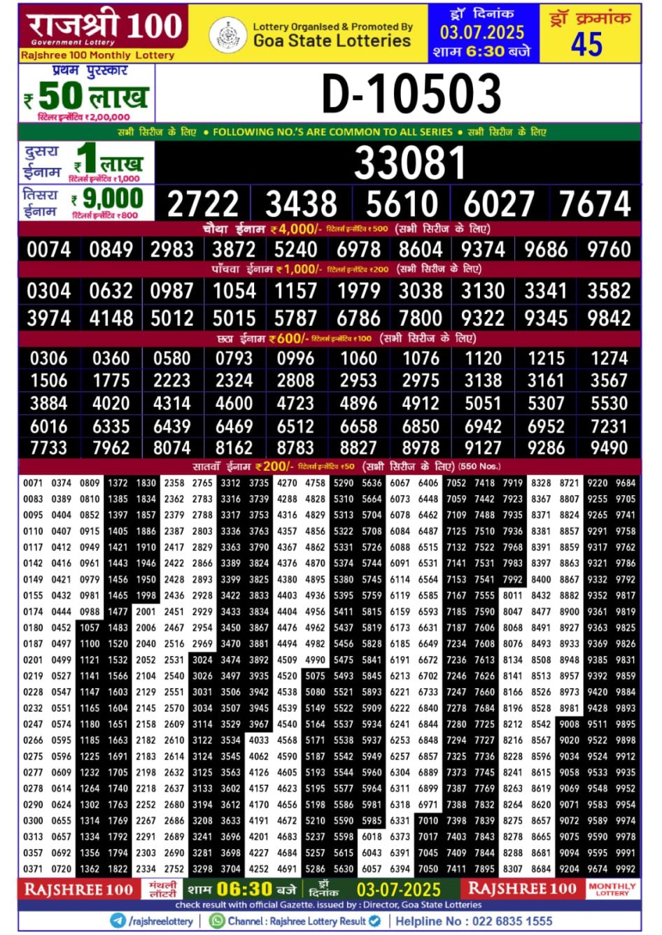Everest Result Today Dear Lottery Chart