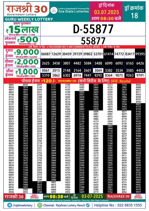 Everest Result Today Dear Lottery Chart