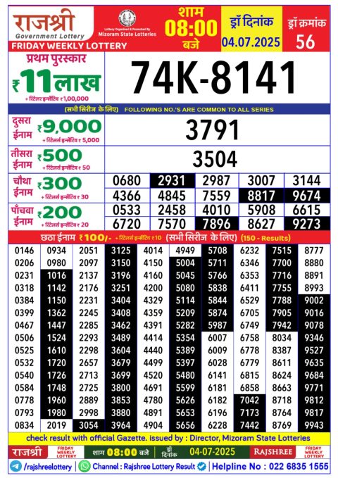 Everest Result Today Dear Lottery Chart