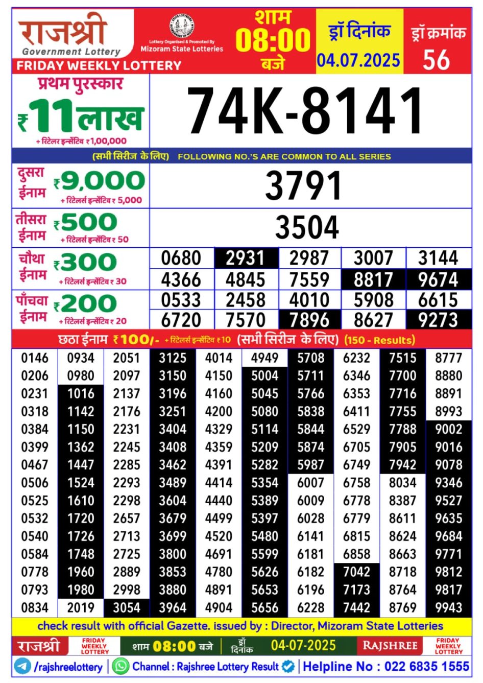 Everest Result Today Dear Lottery Chart