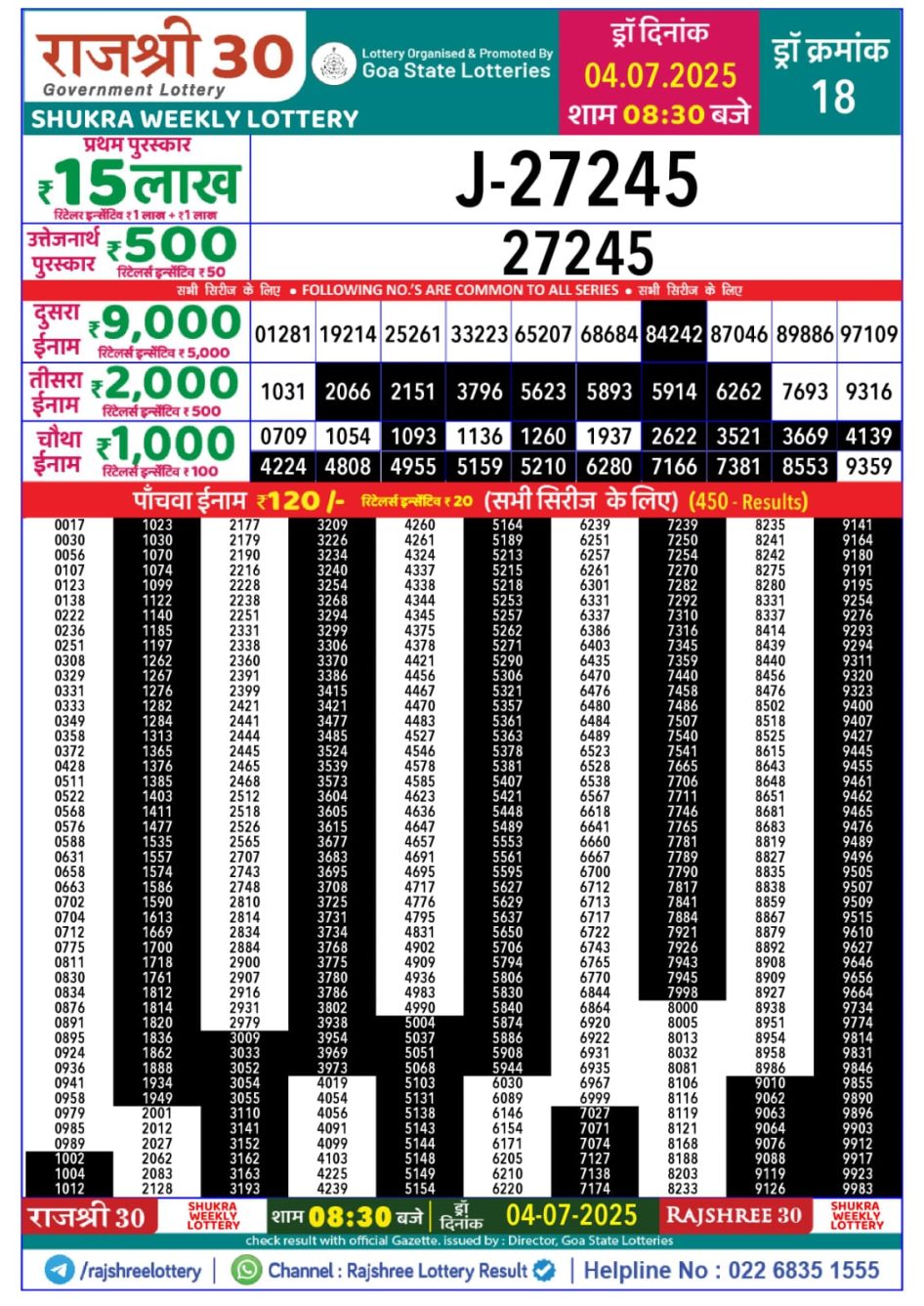Everest Result Today Dear Lottery Chart
