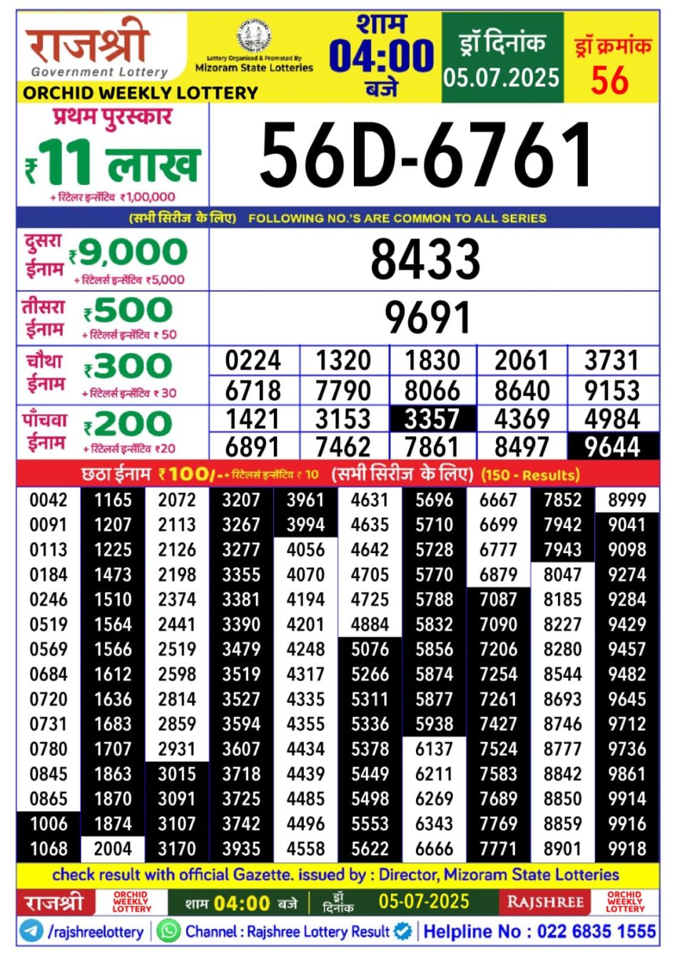 Everest Result Today Dear Lottery Chart