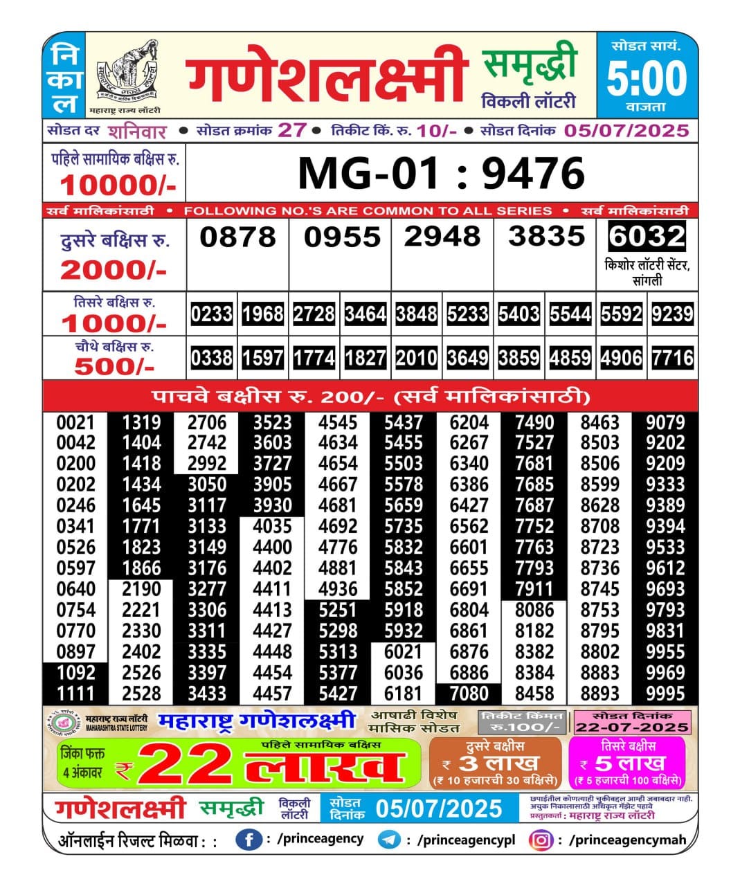 Everest Result Today Dear Lottery Chart