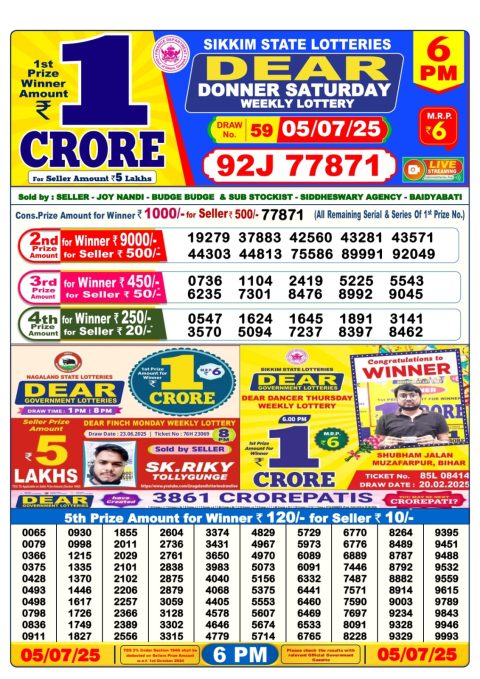 Everest Result Today Dear Lottery Chart