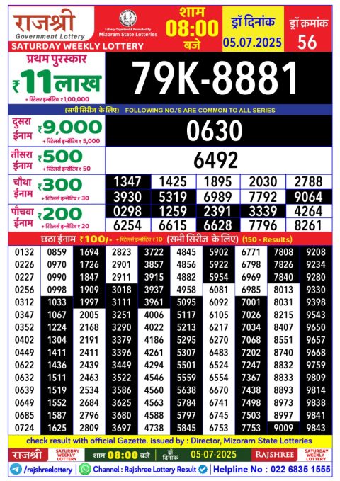 Everest Result Today Dear Lottery Chart