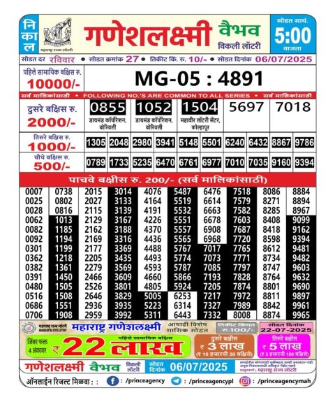Everest Result Today Dear Lottery Chart