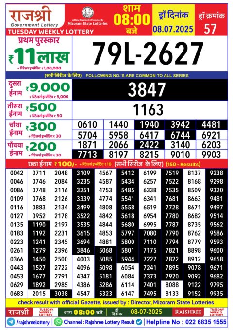 Everest Result Today Dear Lottery Chart