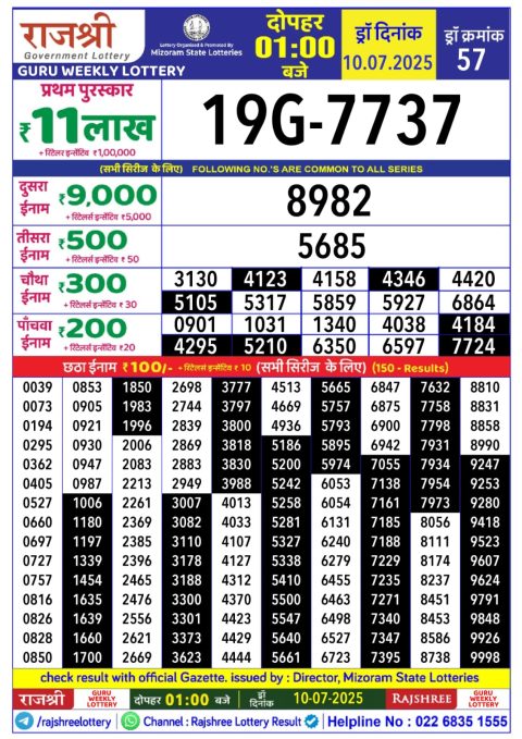 Everest Result Today Dear Lottery Chart