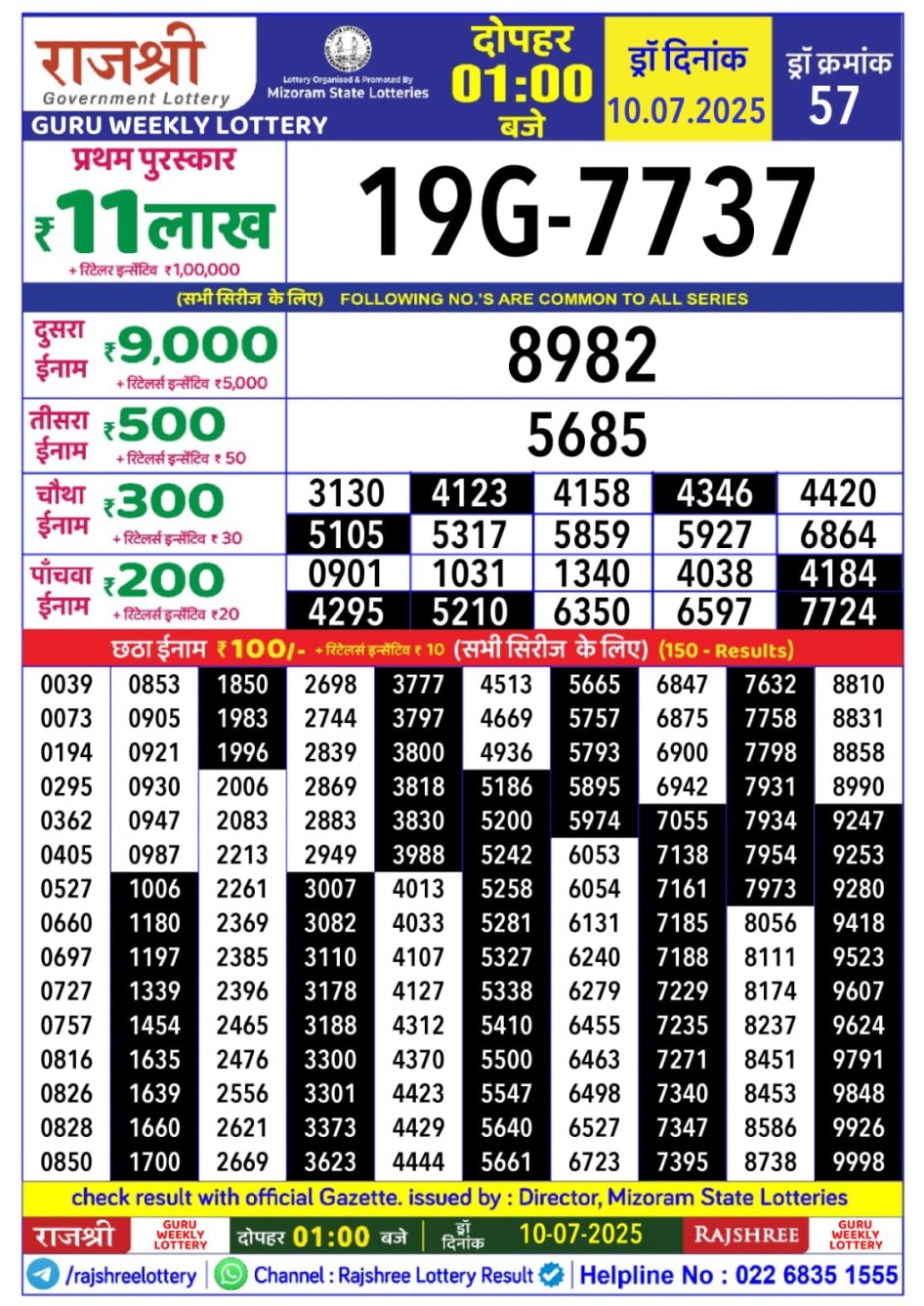 Everest Result Today Dear Lottery Chart