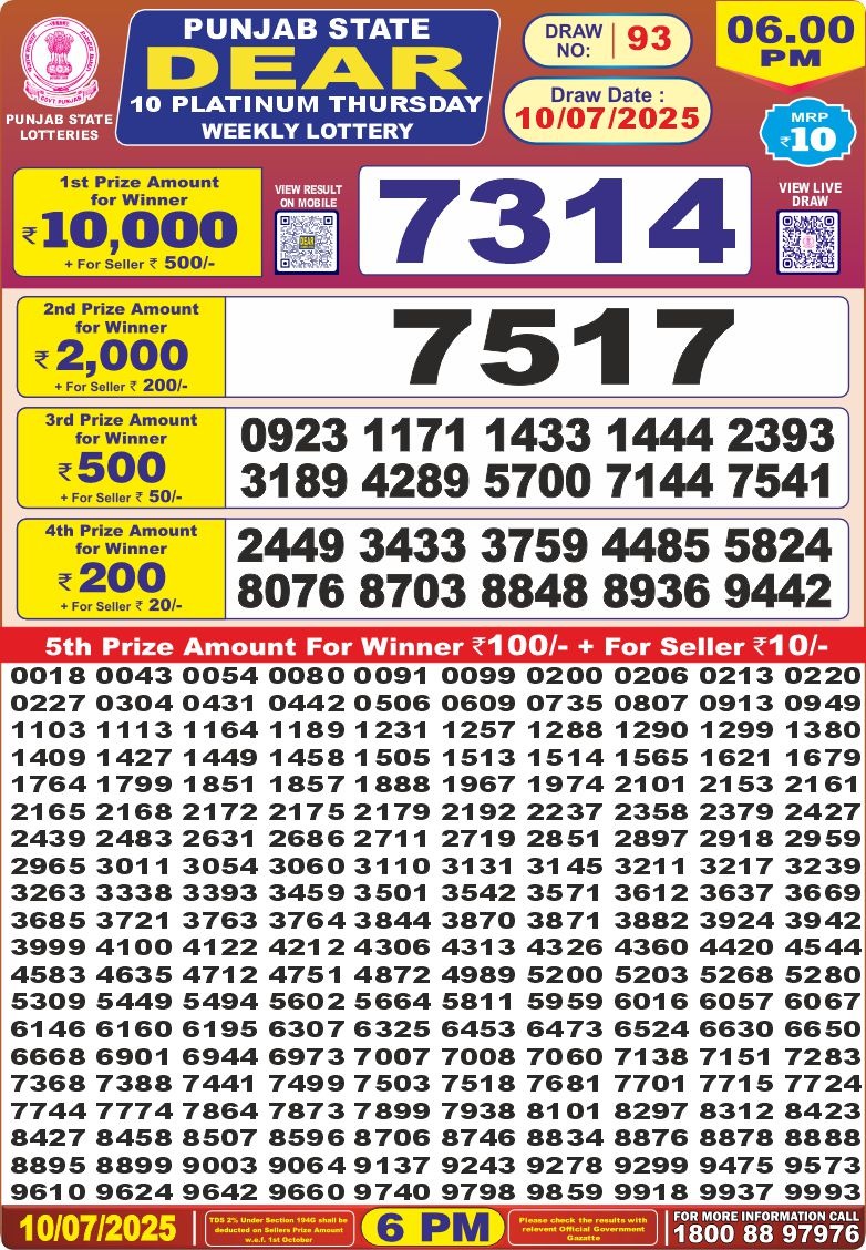 Everest Result Today Dear Lottery Chart