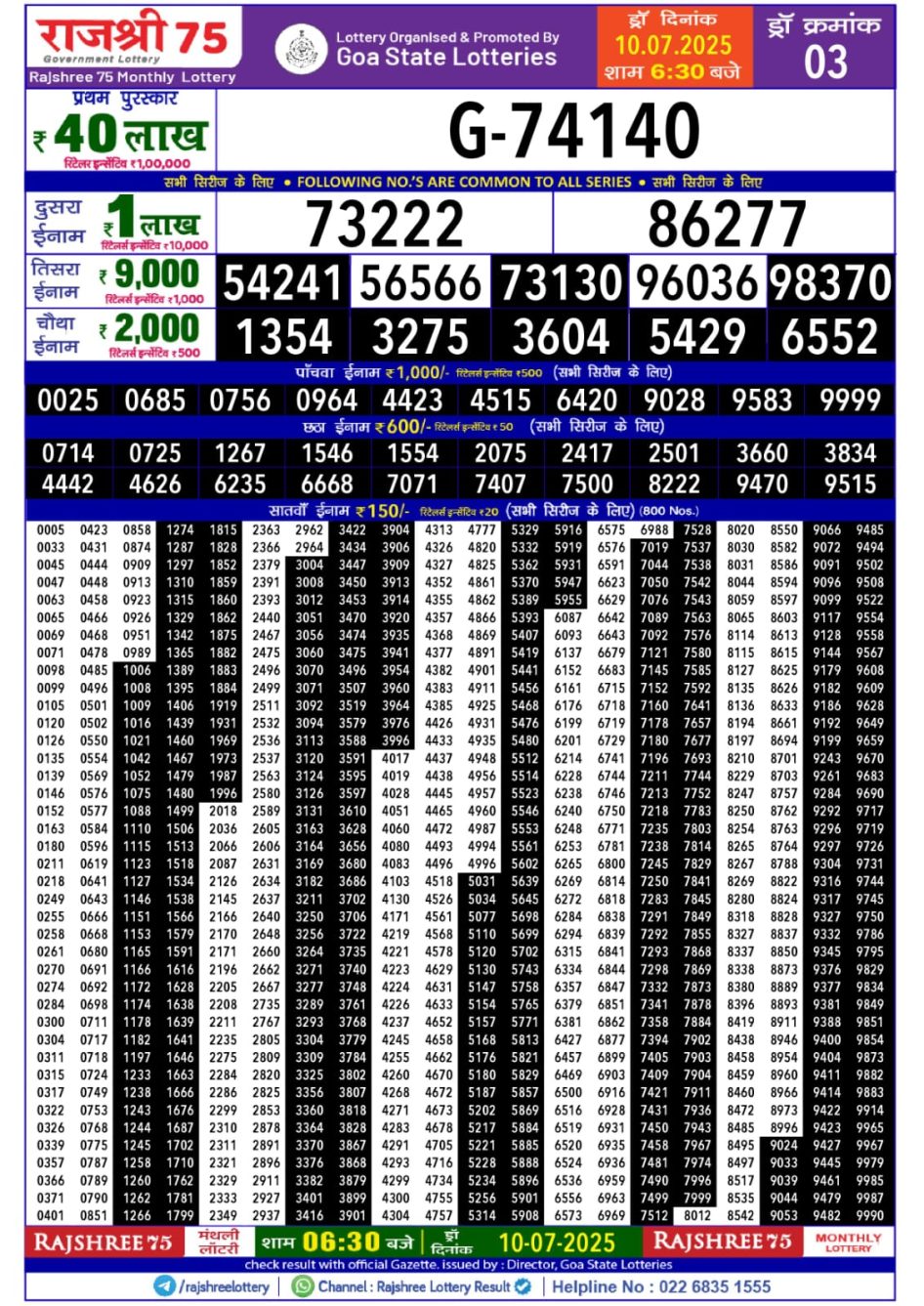 Everest Result Today Dear Lottery Chart