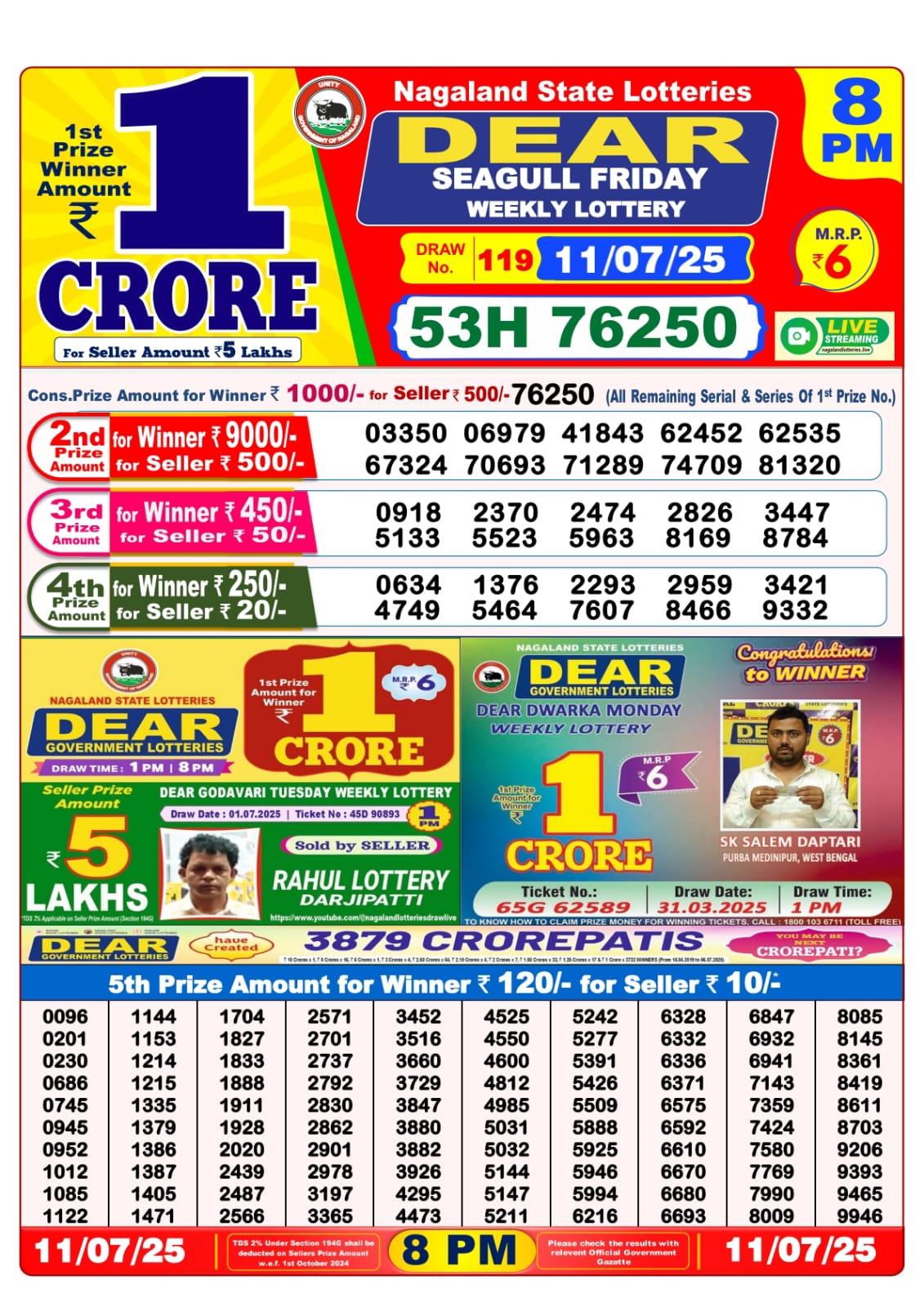 Everest Result Today Dear Lottery Chart