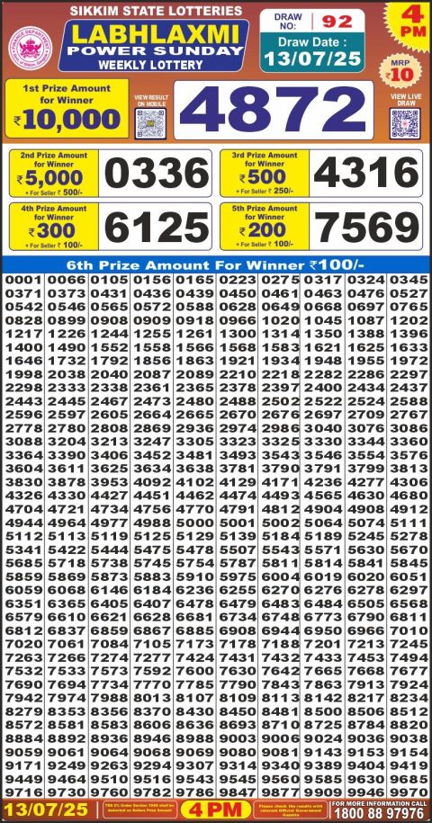 Everest Result Today Dear Lottery Chart
