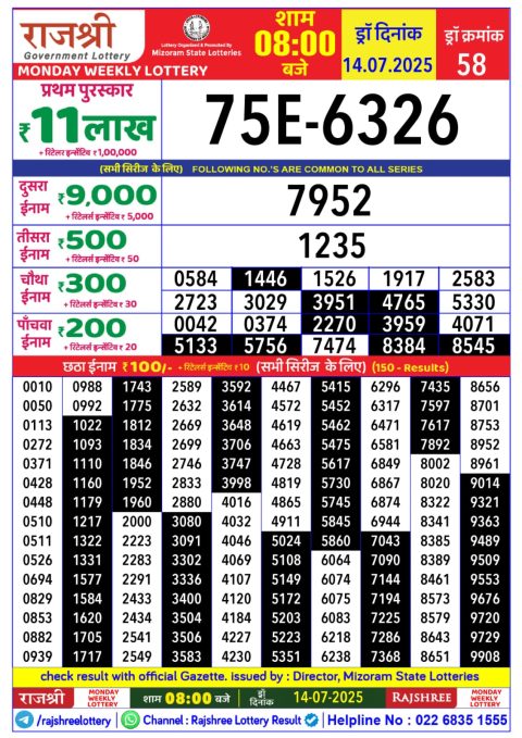 Everest Result Today Dear Lottery Chart