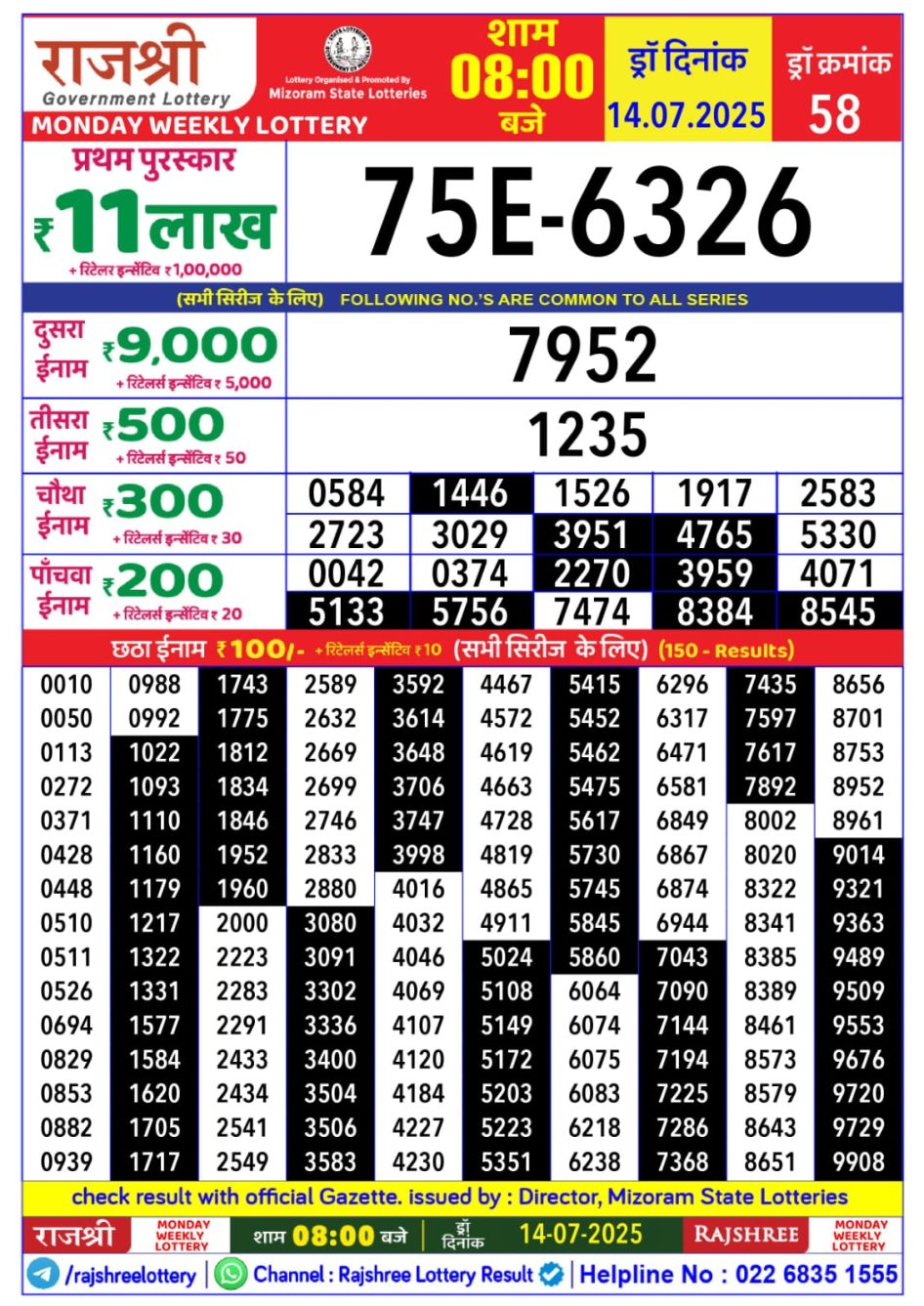 Everest Result Today Dear Lottery Chart