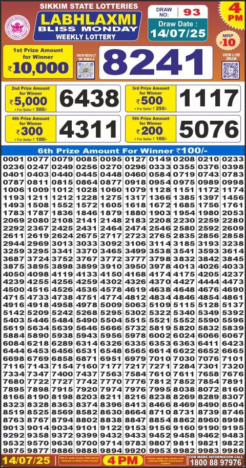 Everest Result Today Dear Lottery Chart