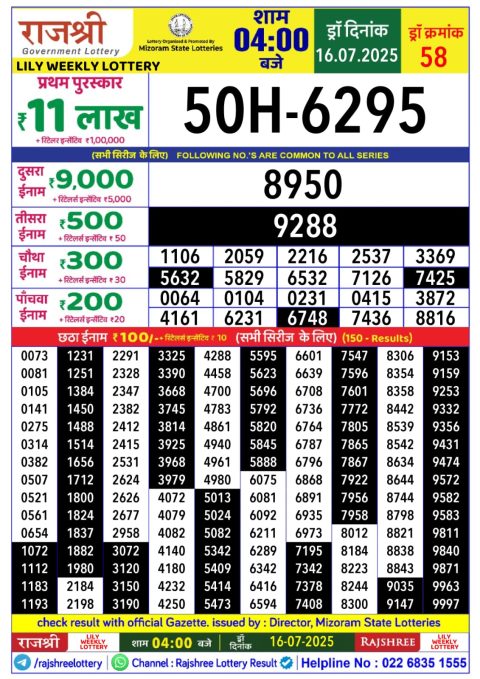 Everest Result Today Dear Lottery Chart