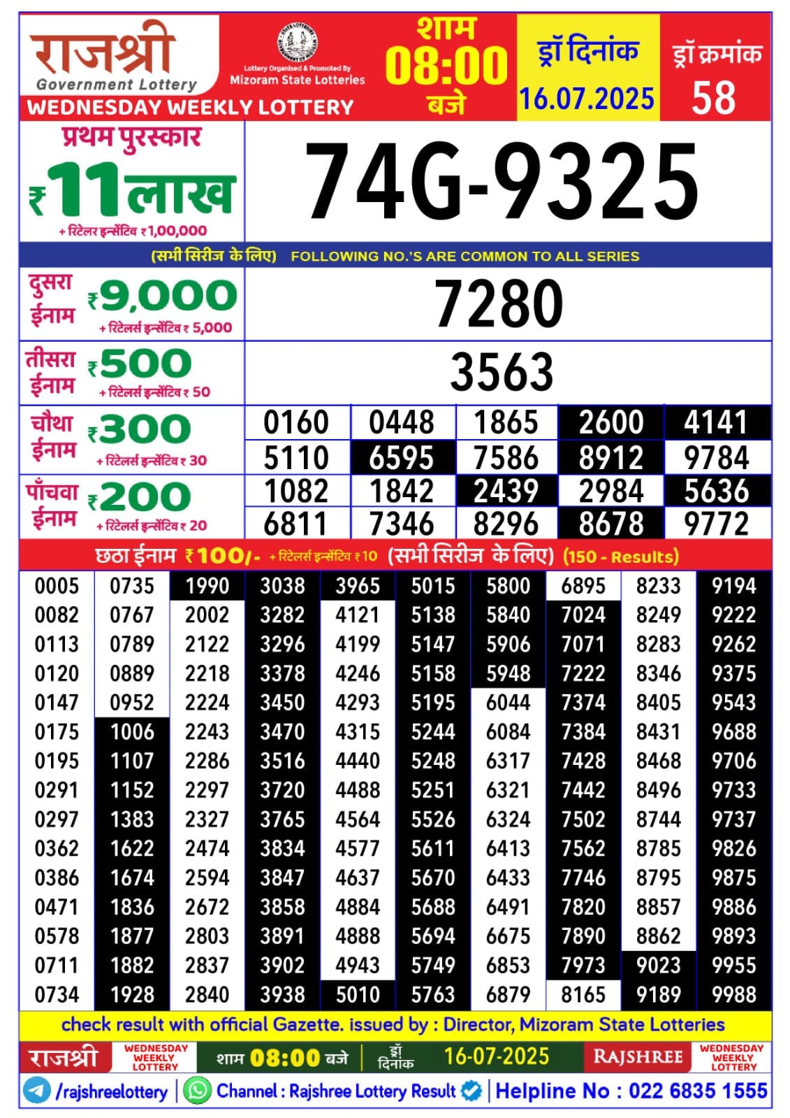 Everest Result Today Dear Lottery Chart