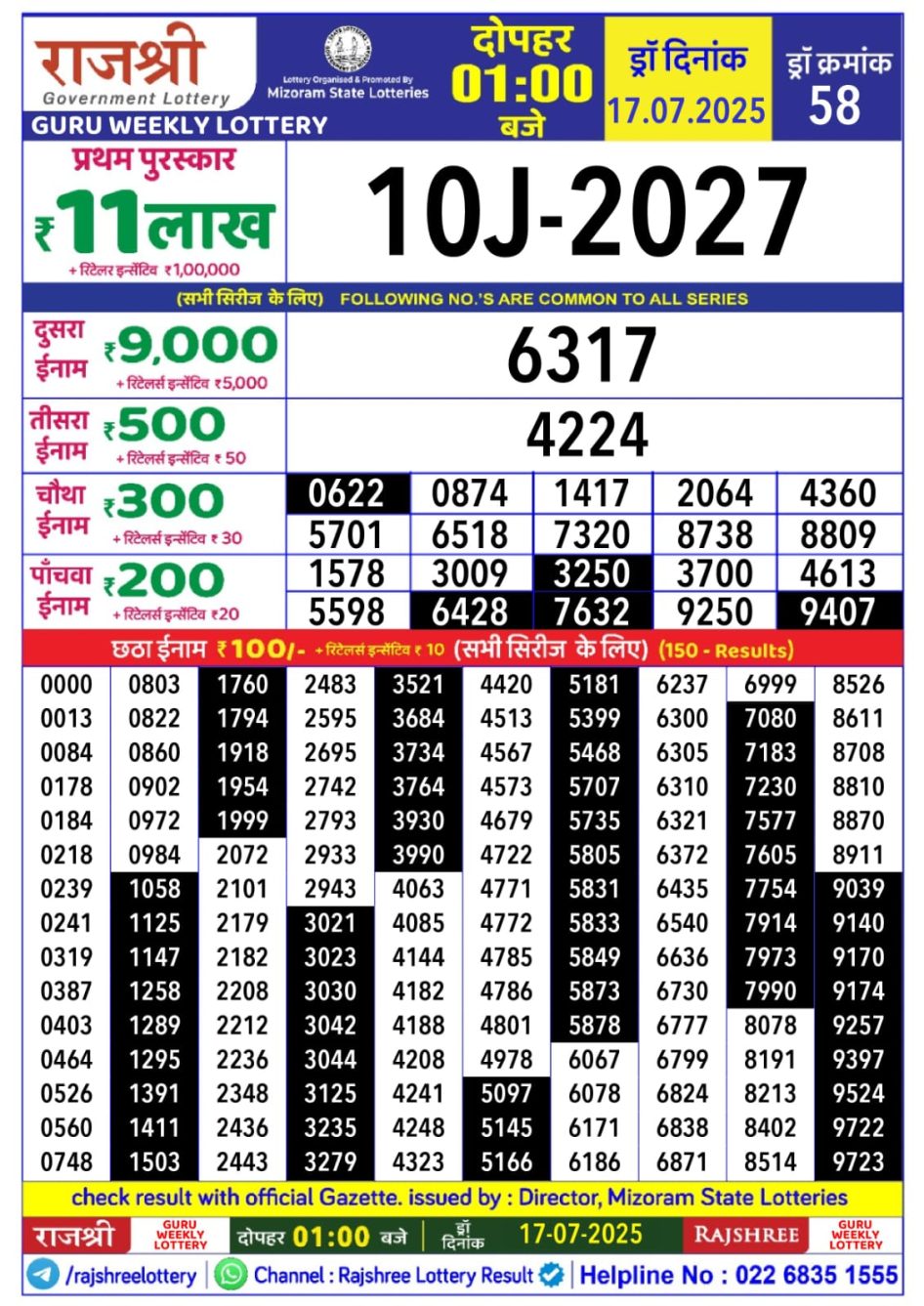 Everest Result Today Dear Lottery Chart