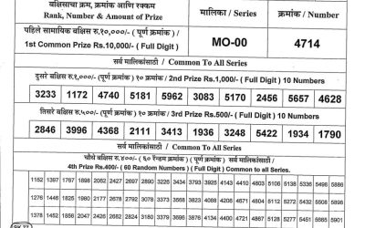 Maharashtra Mohini Weekly Lottery Result 20.07.25