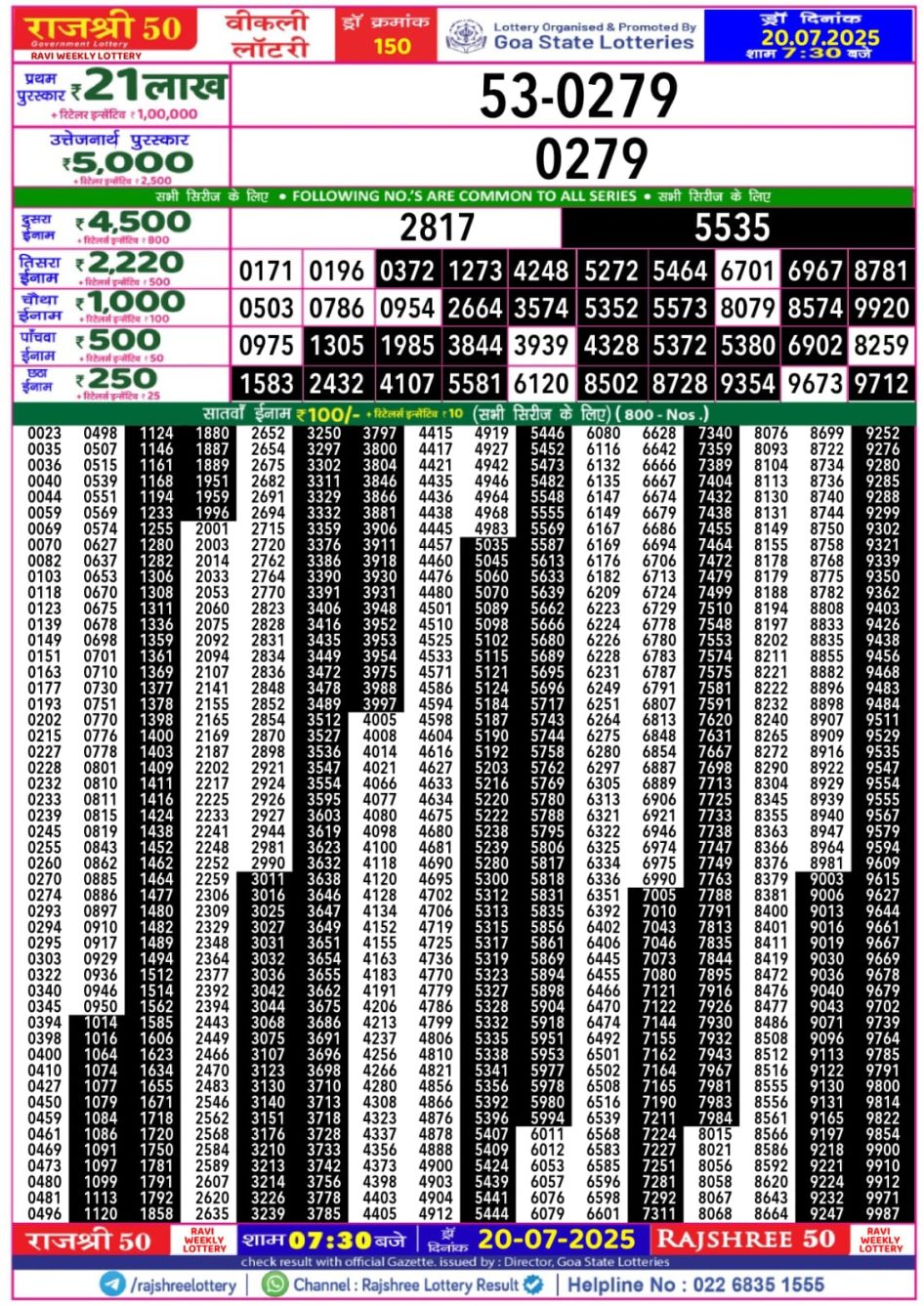 Everest Result Today Dear Lottery Chart