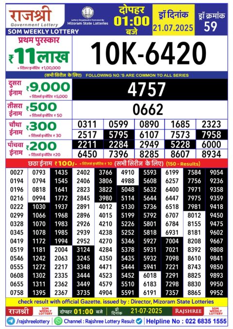 Everest Result Today Dear Lottery Chart