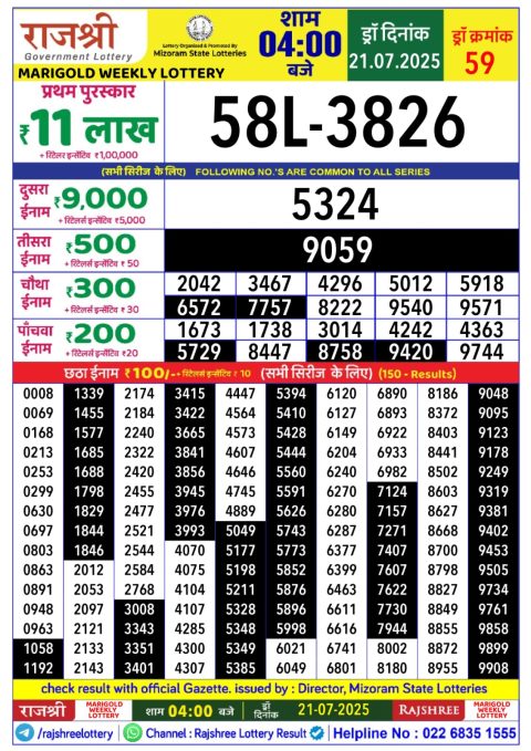 Everest Result Today Dear Lottery Chart