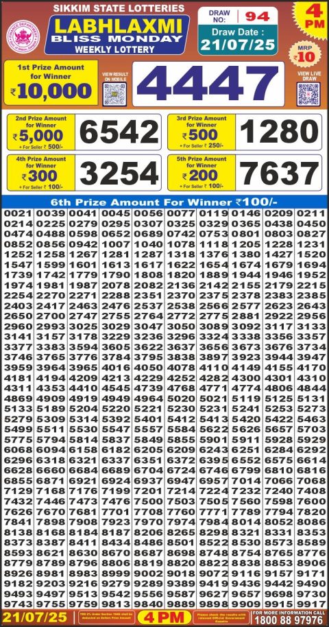 Everest Result Today Dear Lottery Chart