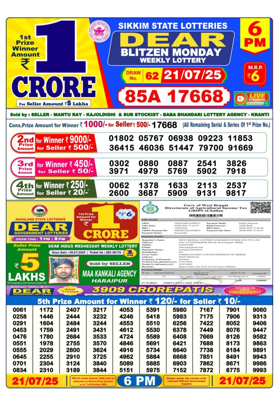 Everest Result Today Dear Lottery Chart