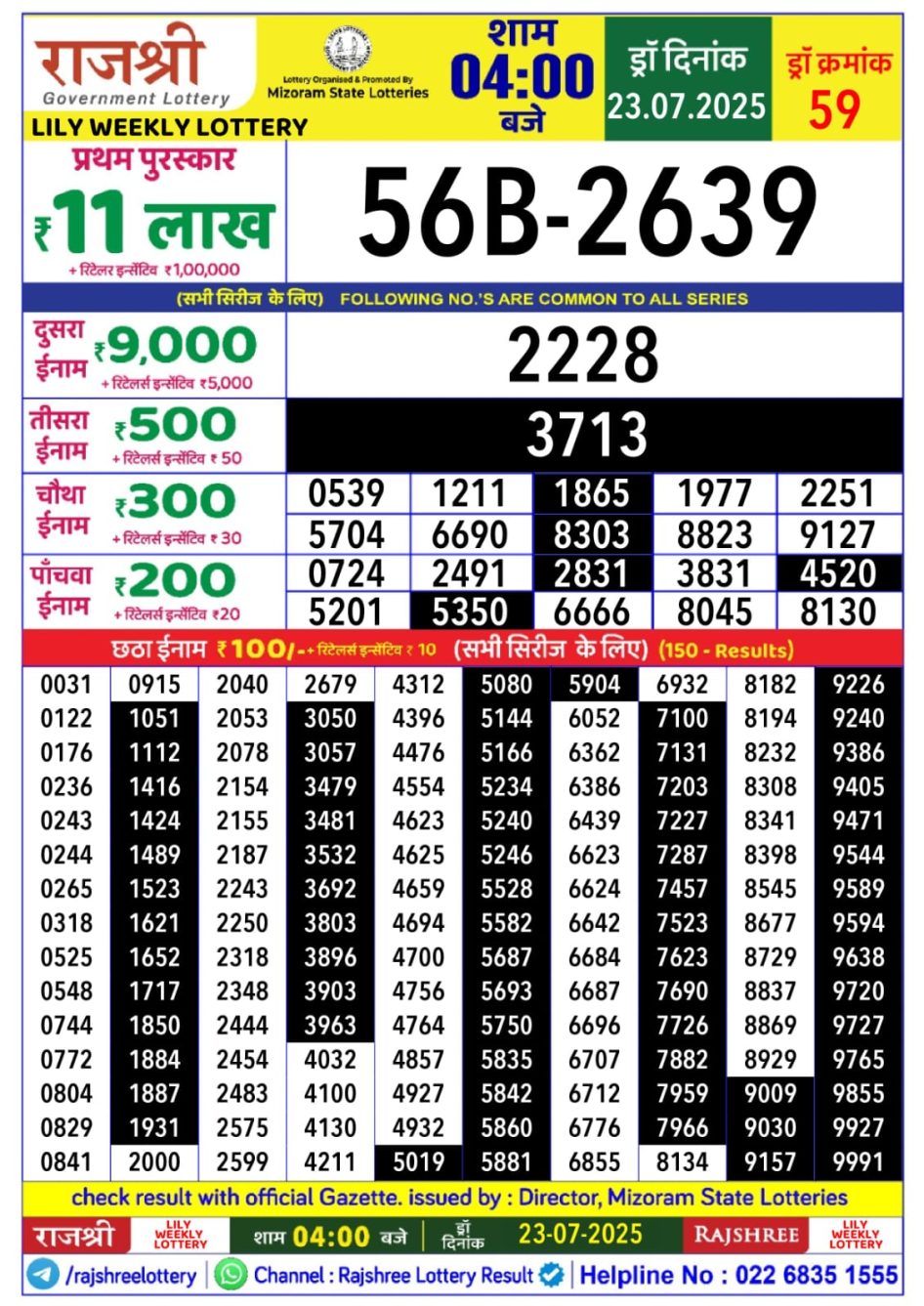 Everest Result Today Dear Lottery Chart