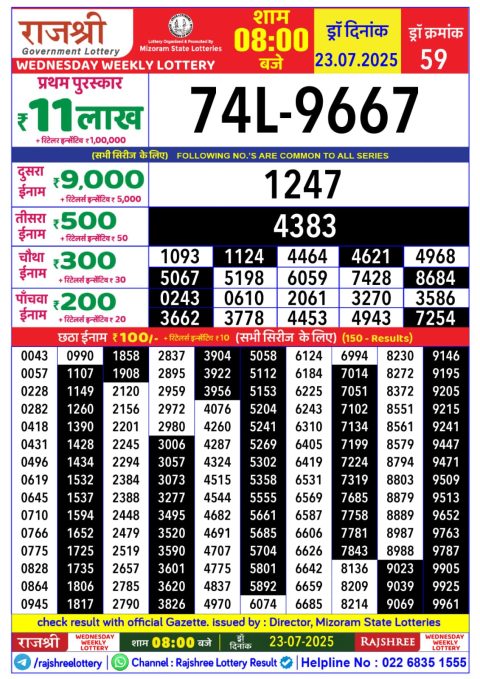 Everest Result Today Dear Lottery Chart