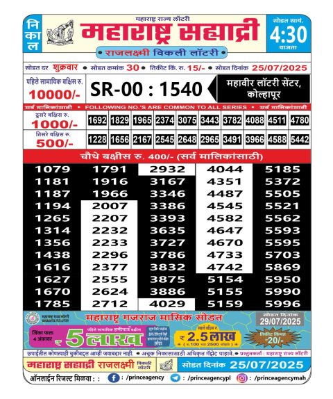 Everest Result Today Dear Lottery Chart