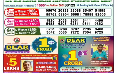 Dear Lottery 1pm Result 26.07.25