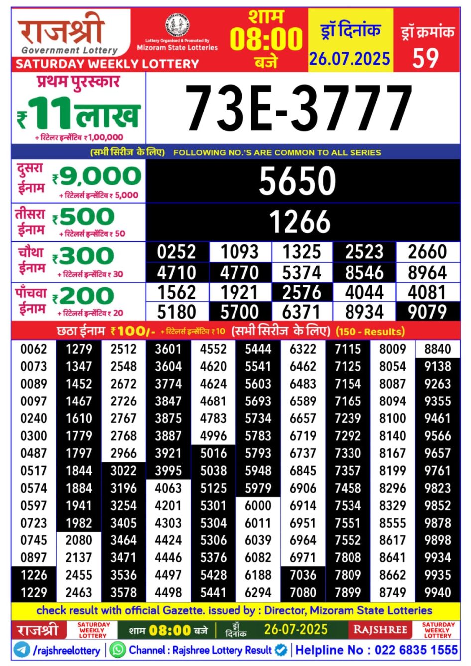 Everest Result Today Dear Lottery Chart